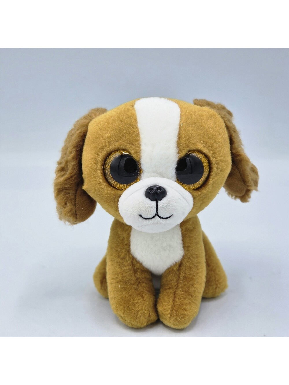 Velety Beanie Tala Brown White 6" Puppy 2017 Plush Big Googly Eyes